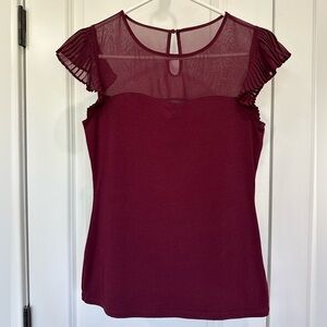 Express burgundy mesh blouse